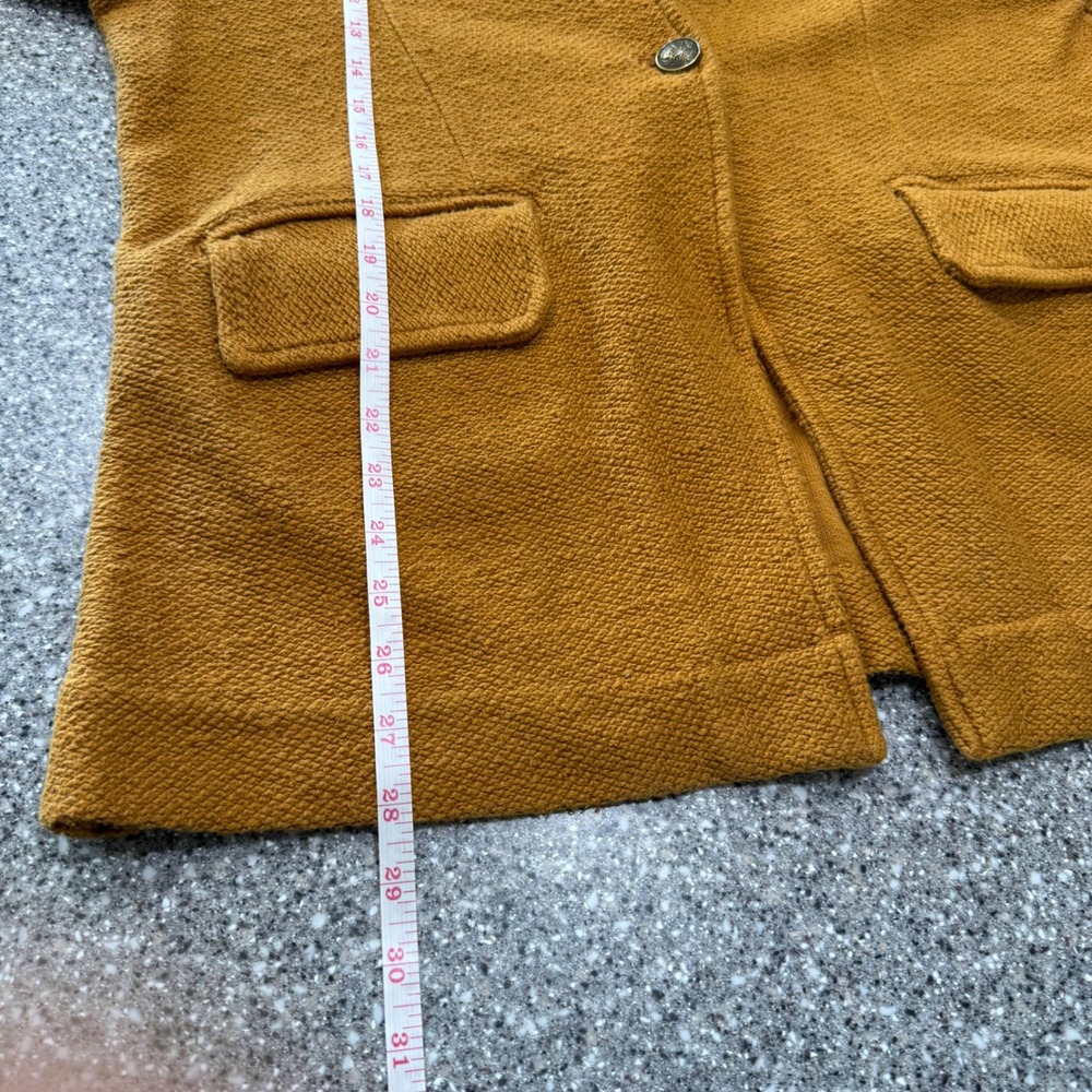 Maeve Anthropologie Mustard Yellow Cotton Textured Knit Blazer XL Fall Neutral - Picture 9 of 10